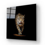 Leopard in Spotlight Glass Wall Art - CreoGlass E-Shop