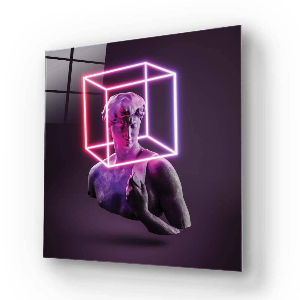 Neon Statue of David Glass Wall Art - CreoGlass E-Shop