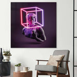 Neon Statue of David Glass Wall Art - CreoGlass E-Shop