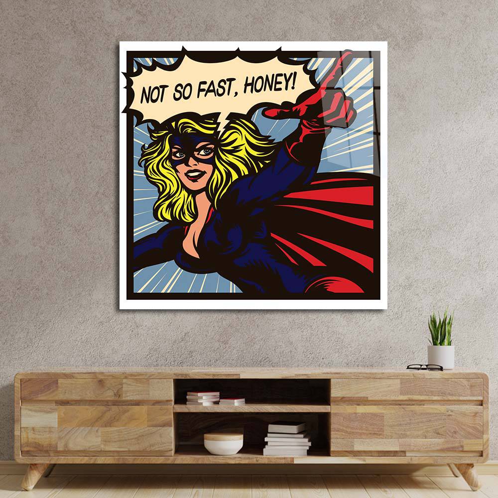 Not So Fast, Honey Retro Glass Wall Art - CreoGlass E-Shop