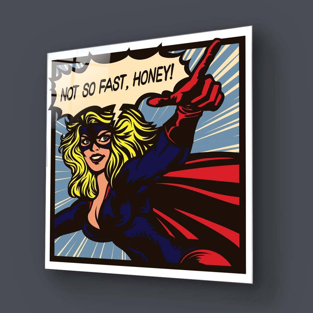 Not So Fast, Honey Retro Glass Wall Art - CreoGlass E-Shop