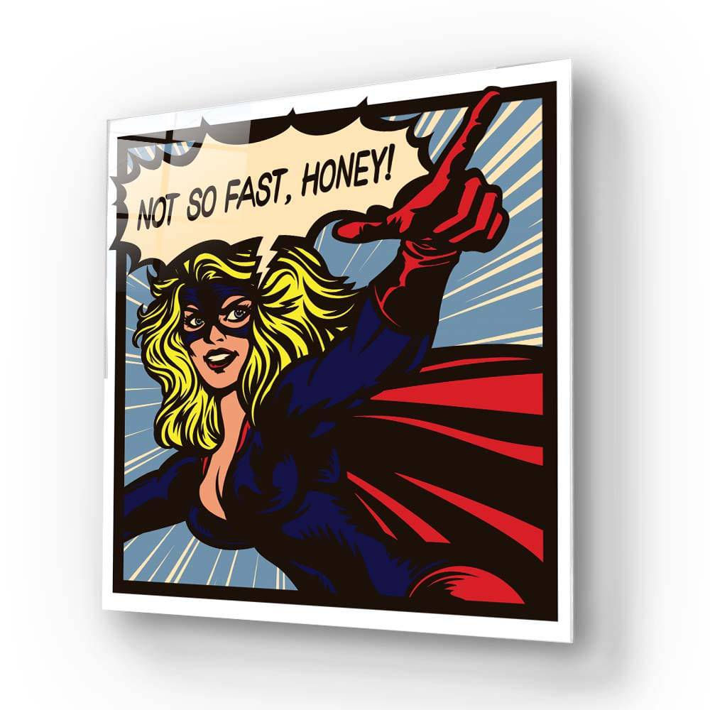 Not So Fast, Honey Retro Glass Wall Art - CreoGlass E-Shop