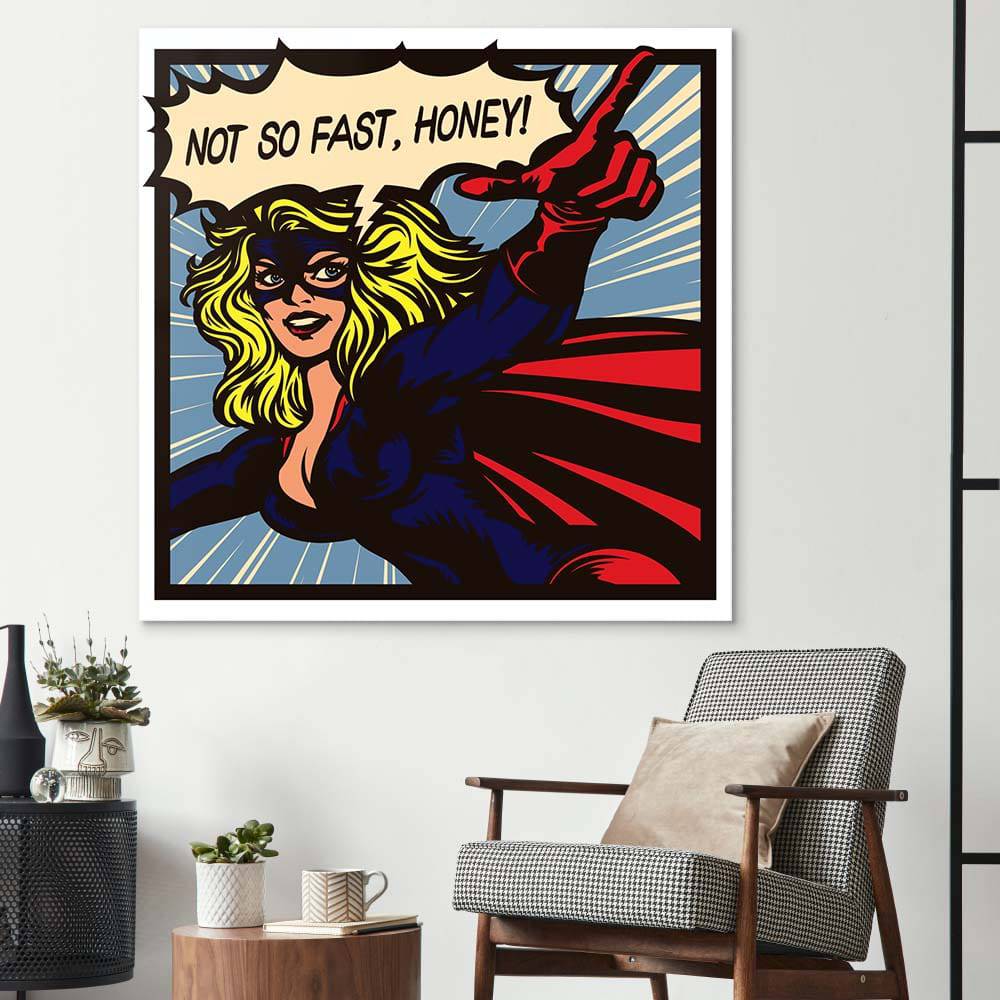 Not So Fast, Honey Retro Glass Wall Art - CreoGlass E-Shop