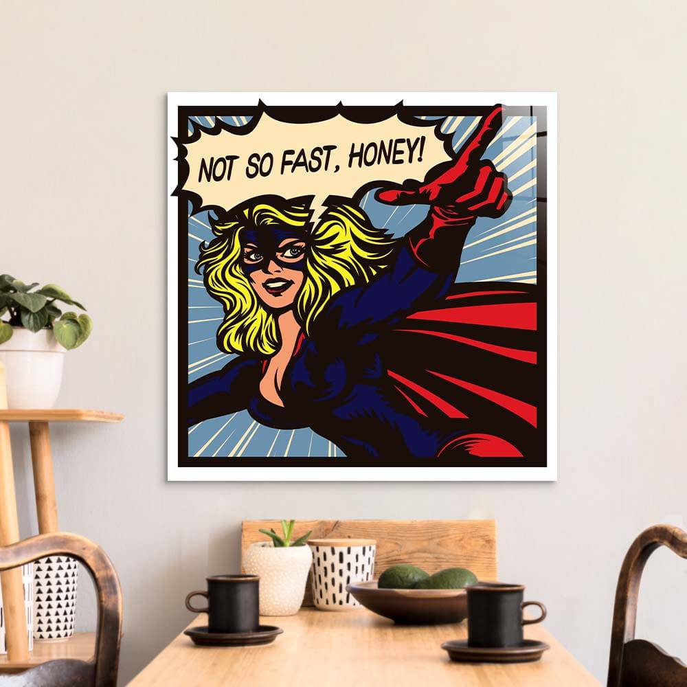 Not So Fast, Honey Retro Glass Wall Art - CreoGlass E-Shop