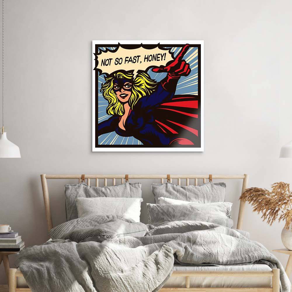 Not So Fast, Honey Retro Glass Wall Art - CreoGlass E-Shop