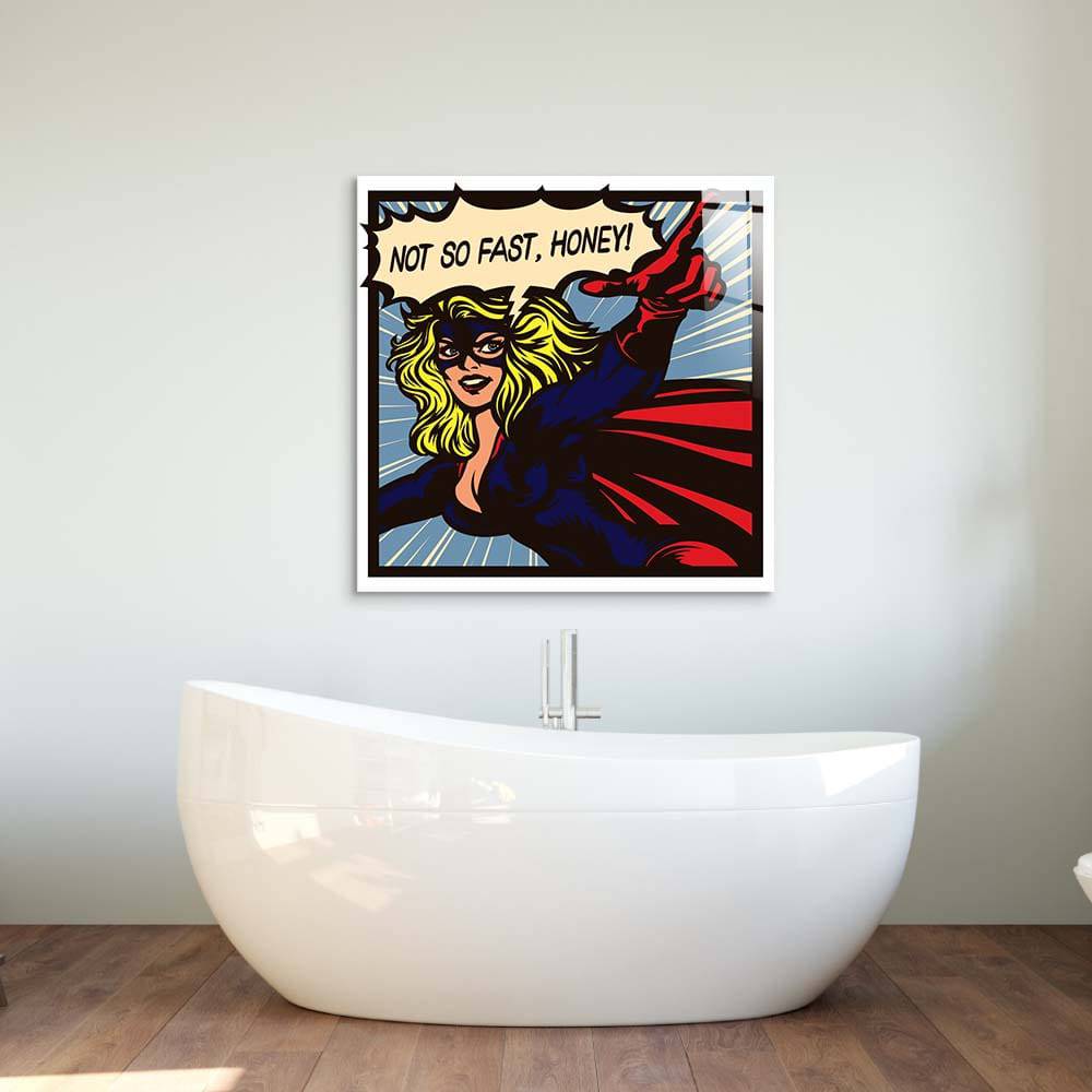 Not So Fast, Honey Retro Glass Wall Art - CreoGlass E-Shop