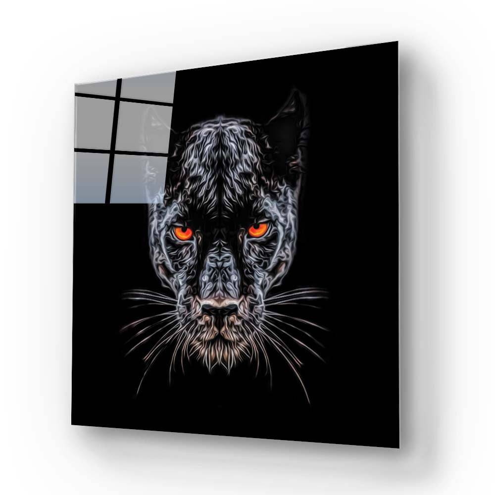 Orange Eyes Panther Glass Wall Art - CreoGlass E-Shop