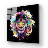 Paint Splash Lion Glass Wall Art - CreoGlass E-Shop