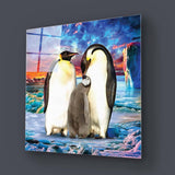 Penguin Family Glass Wall Art - CreoGlass E-Shop