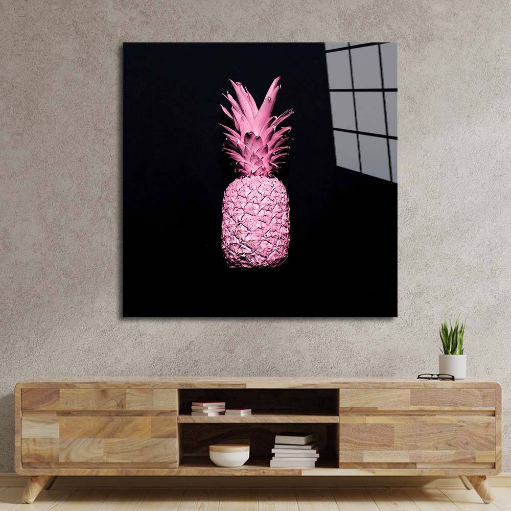 Pink Pineapple Glass Wall Art - CreoGlass E-Shop