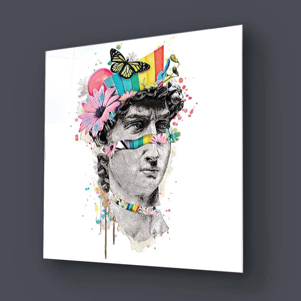Pop Art David Collage Glass Wall Art - CreoGlass E-Shop