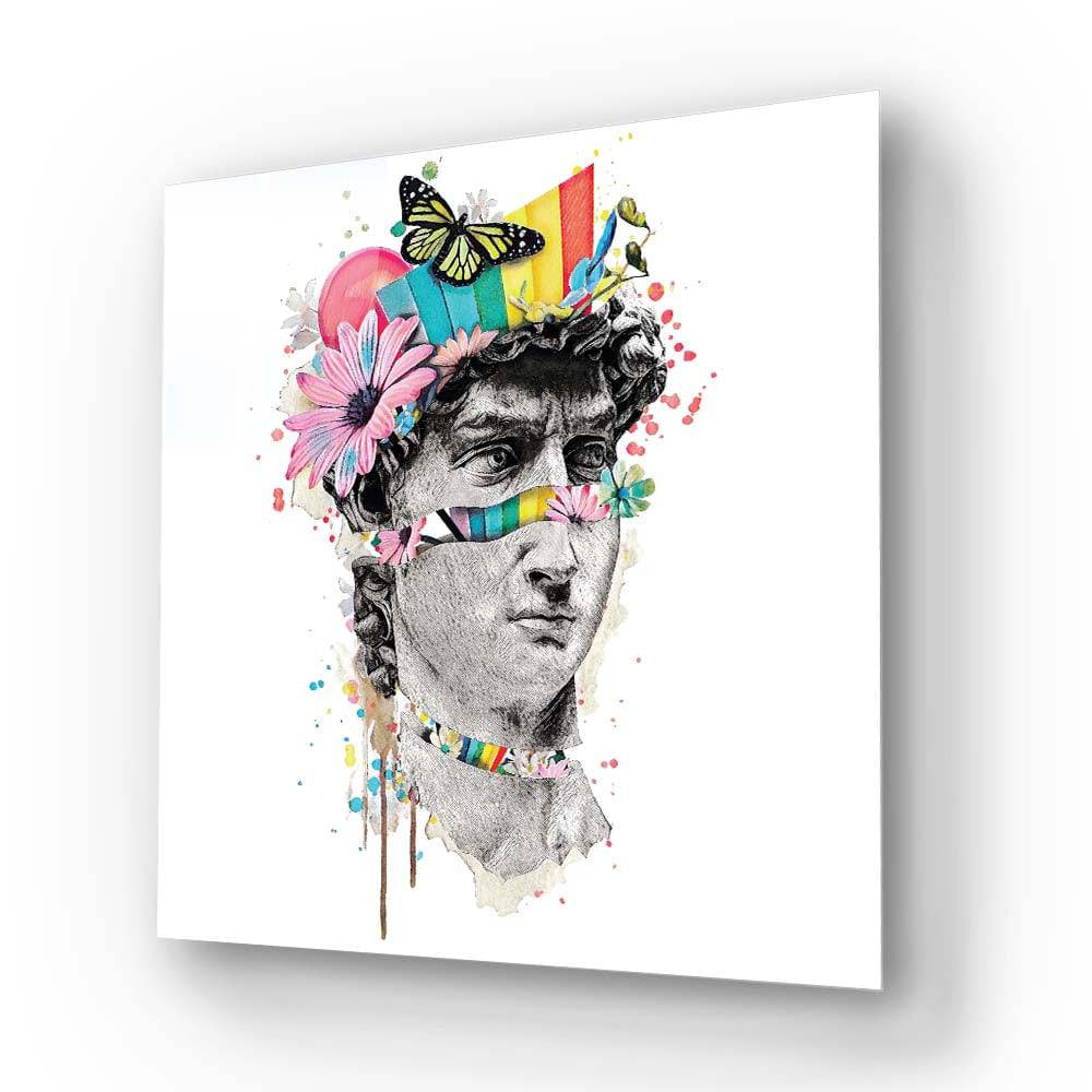 Pop Art David Collage Glass Wall Art - CreoGlass E-Shop