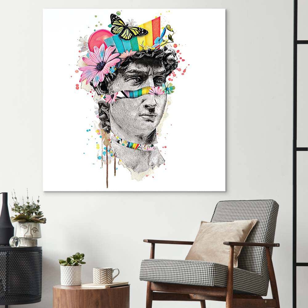 Pop Art David Collage Glass Wall Art - CreoGlass E-Shop