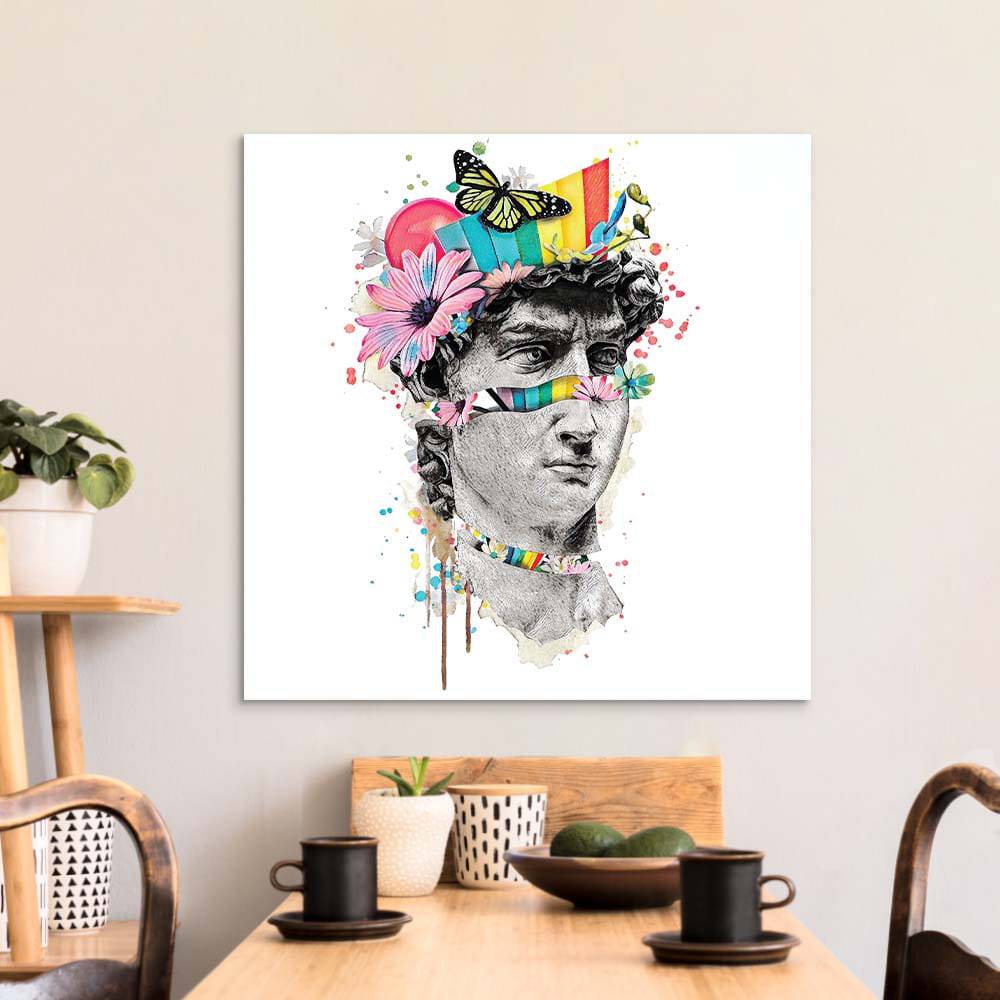 Pop Art David Collage Glass Wall Art - CreoGlass E-Shop
