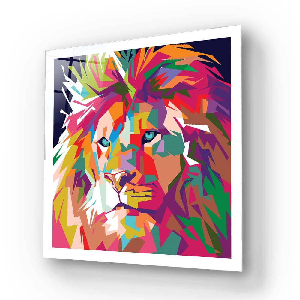 Pop Art Lion Glass Wall Art - CreoGlass E-Shop