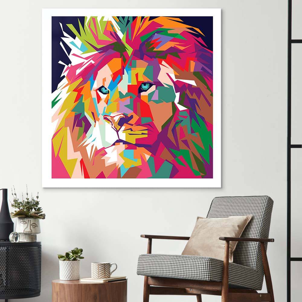 Pop Art Lion Glass Wall Art - CreoGlass E-Shop