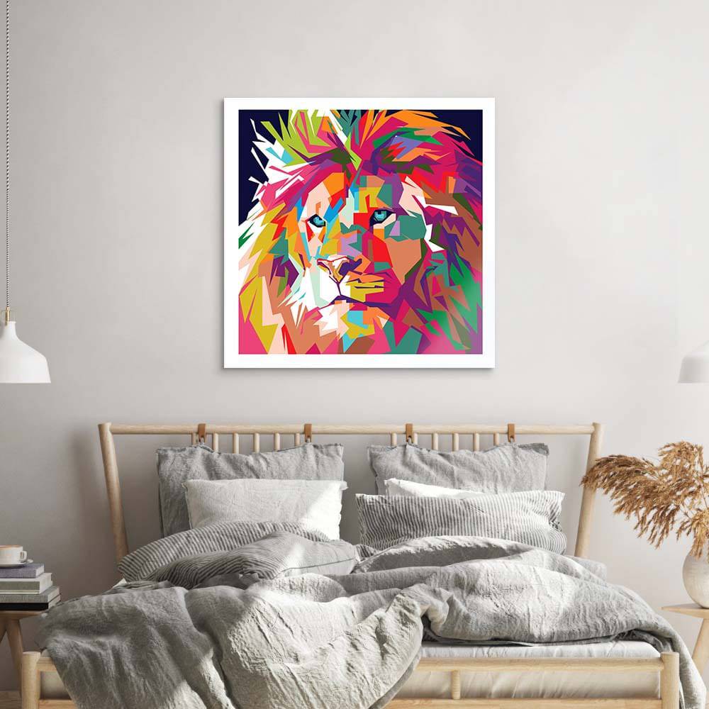 Pop Art Lion Glass Wall Art - CreoGlass E-Shop