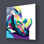 Pop Art Rhino Glass Wall Art - CreoGlass E-Shop