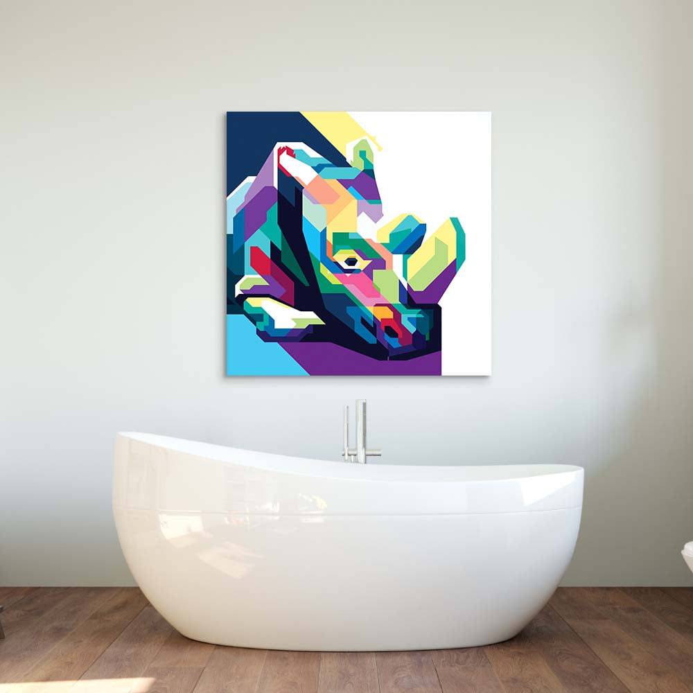 Pop Art Rhino Glass Wall Art - CreoGlass E-Shop