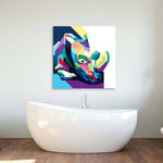 Pop Art Rhino Glass Wall Art - CreoGlass E-Shop