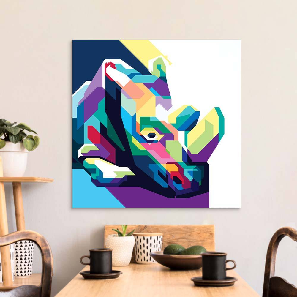 Pop Art Rhino Glass Wall Art - CreoGlass E-Shop