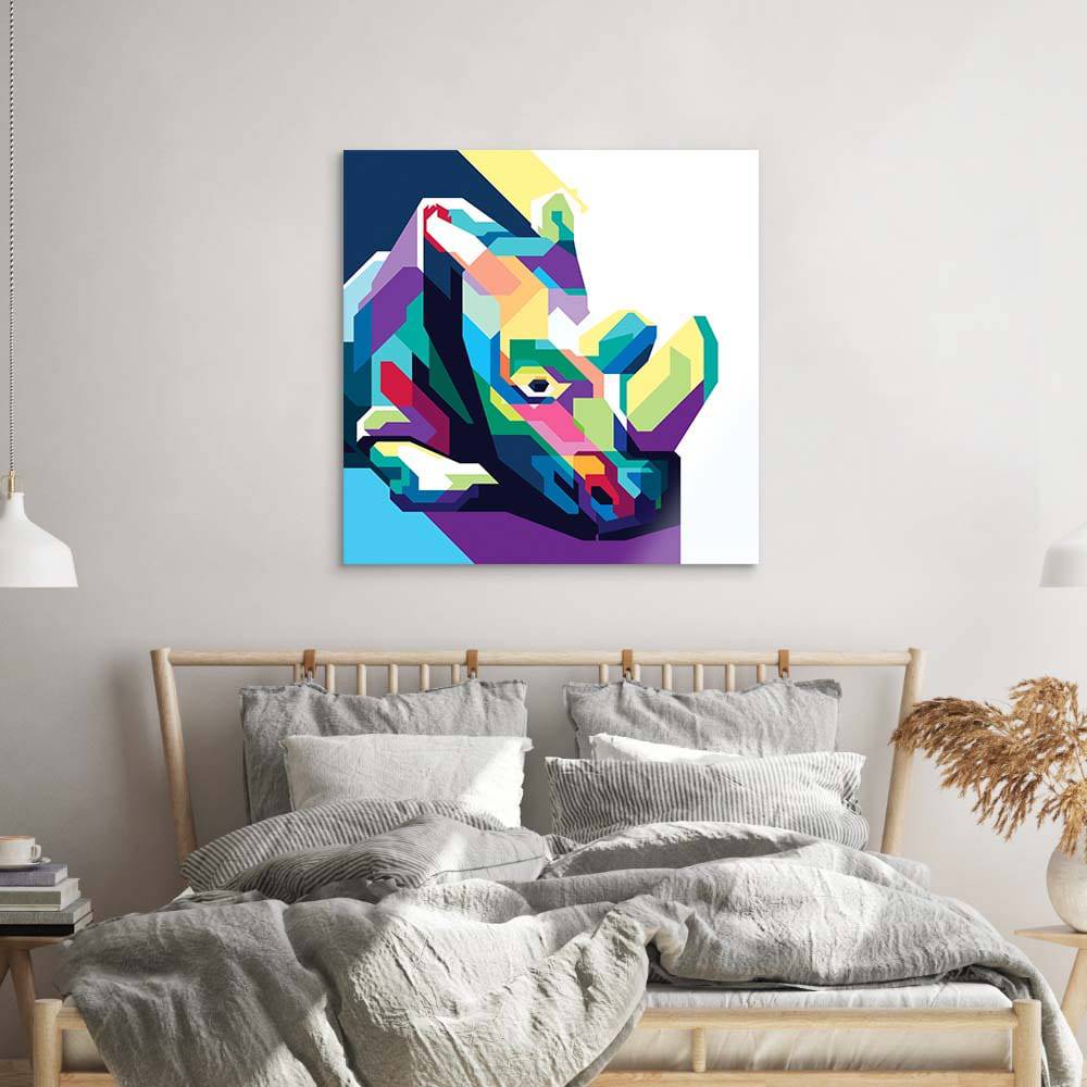 Pop Art Rhino Glass Wall Art - CreoGlass E-Shop