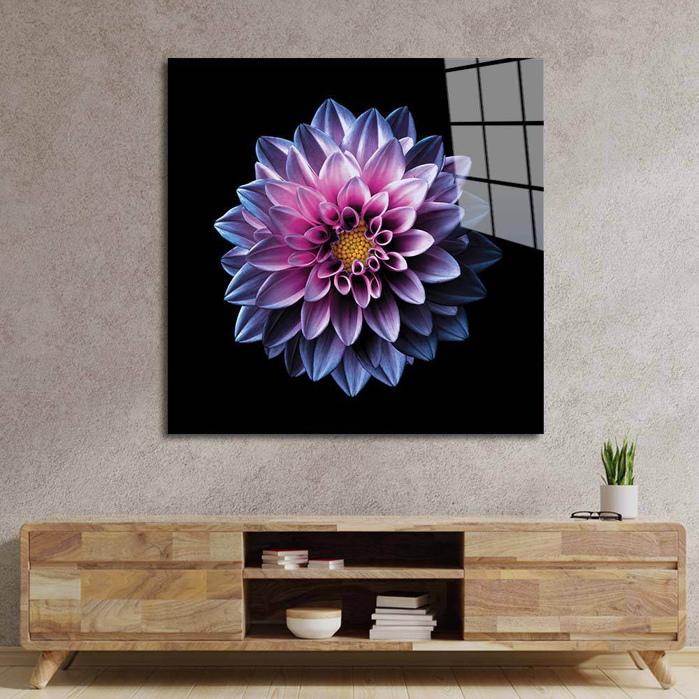 Purple Dahlia Glass Wall Art - CreoGlass E-Shop