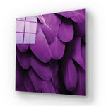 Purple Macaw Feathers Macro Photograph Glass Wall Art - CreoGlass E-Shop