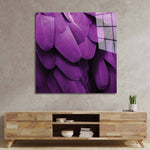 Purple Macaw Feathers Macro Photograph Glass Wall Art - CreoGlass E-Shop