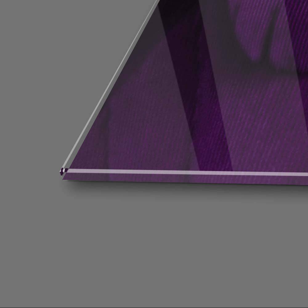 Purple Macaw Feathers Macro Photograph Glass Wall Art - CreoGlass E-Shop