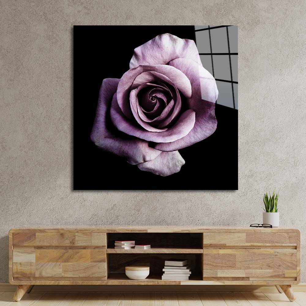 Purple Rose Glass Wall Art - CreoGlass E-Shop