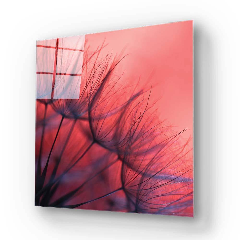 Red Dandelion Glass Wall Art - CreoGlass E-Shop
