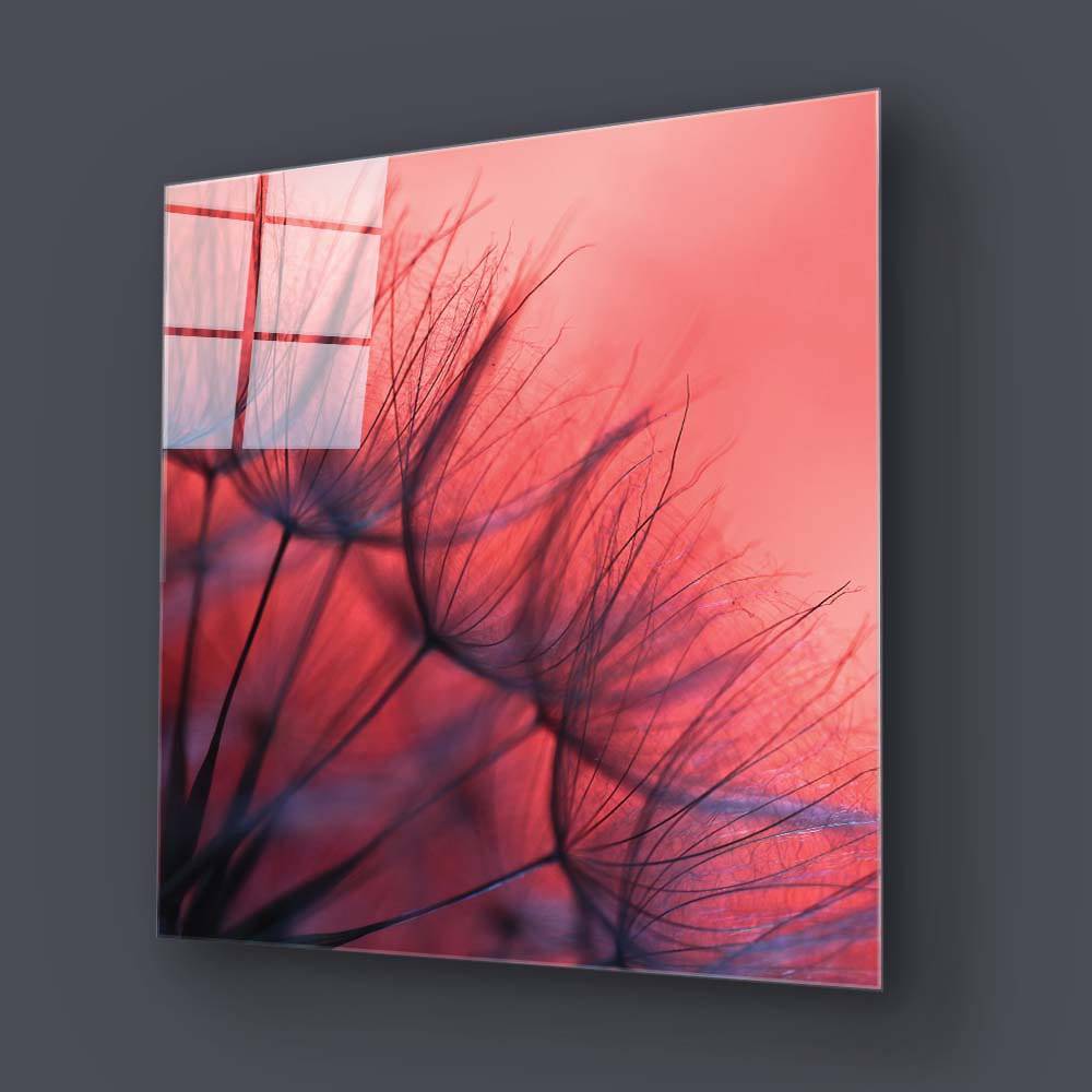 Red Dandelion Glass Wall Art - CreoGlass E-Shop