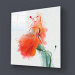 Red Flower Painting Glass Wall Art - CreoGlass E-Shop