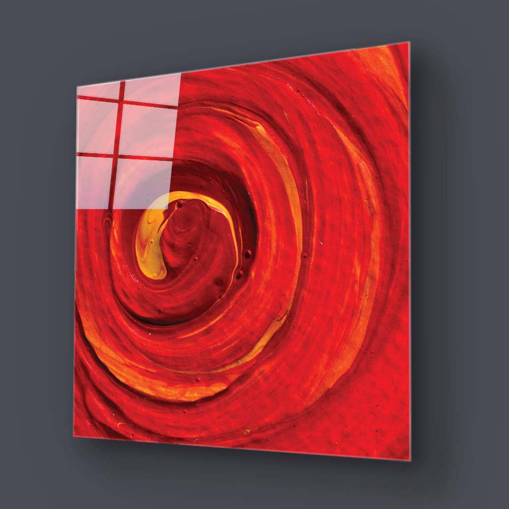 Red Paint Spiral Glass Wall Art - CreoGlass E-Shop