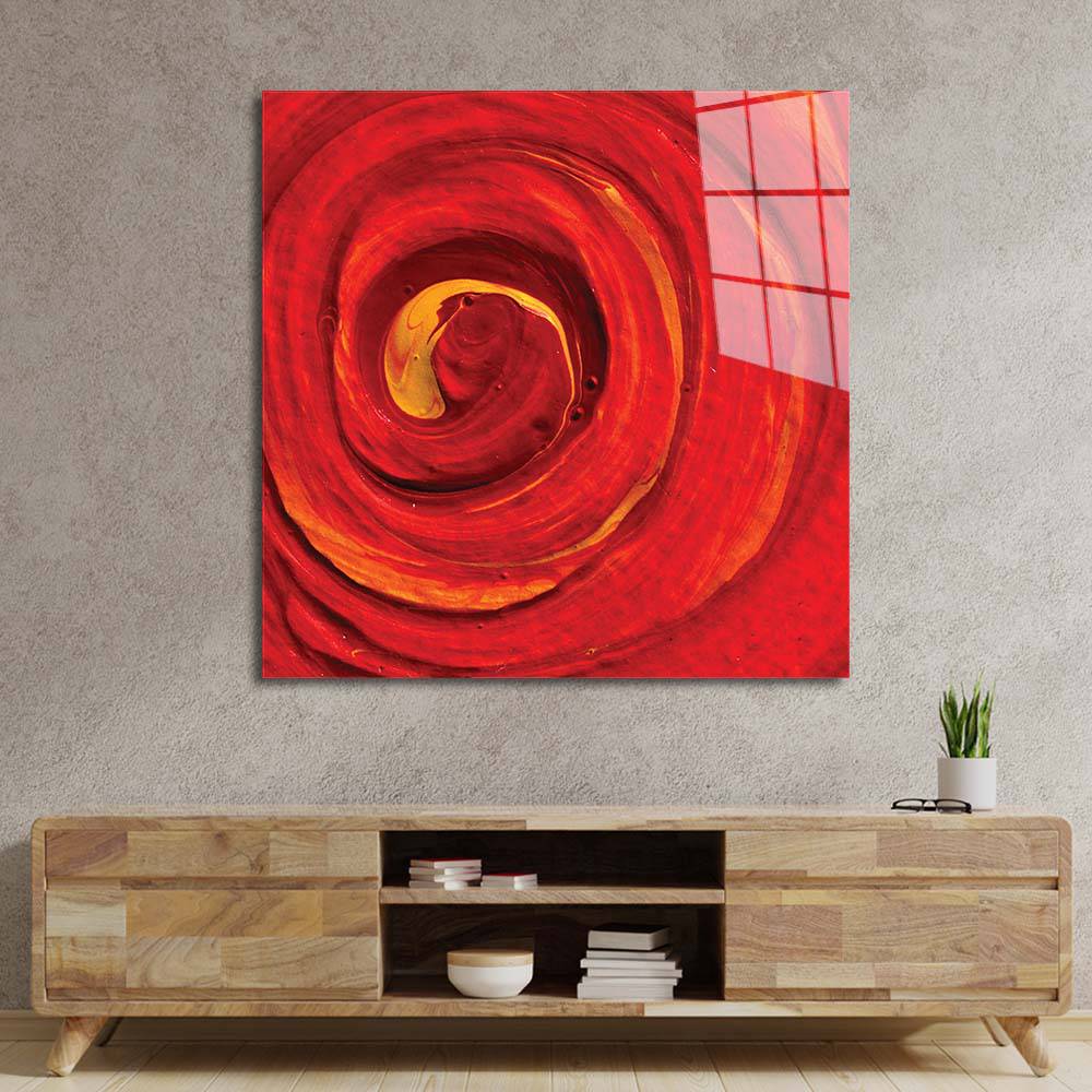Red Paint Spiral Glass Wall Art - CreoGlass E-Shop