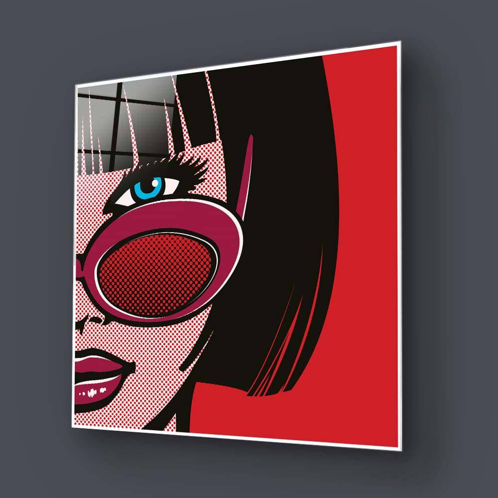 Retro Red Sunglasses 2 Glass Wall Art - CreoGlass E-Shop