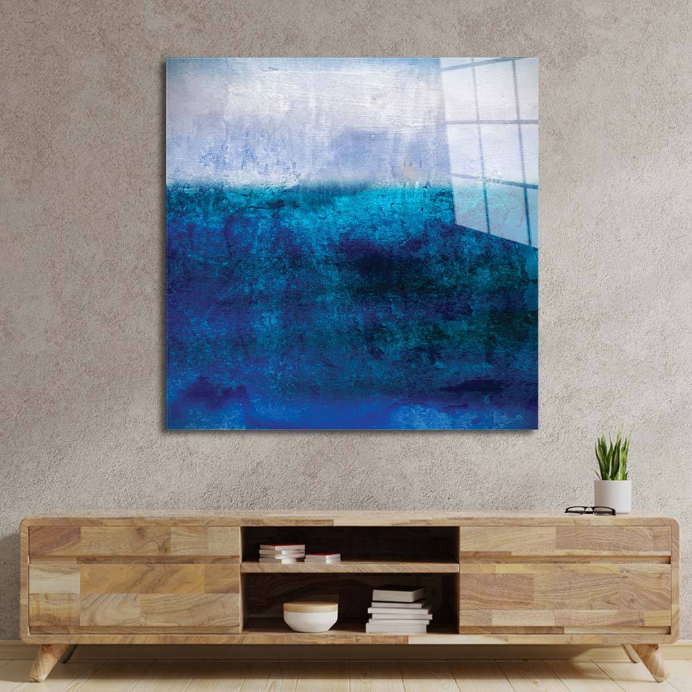 Textured Shades of Blue Glass Wall Art - CreoGlass E-Shop