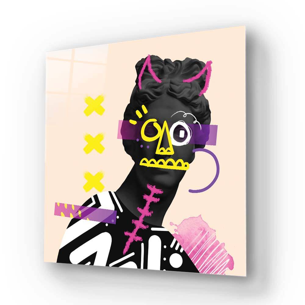 Vandalised Greek Statue 3 Glass Wall Art - CreoGlass E-Shop