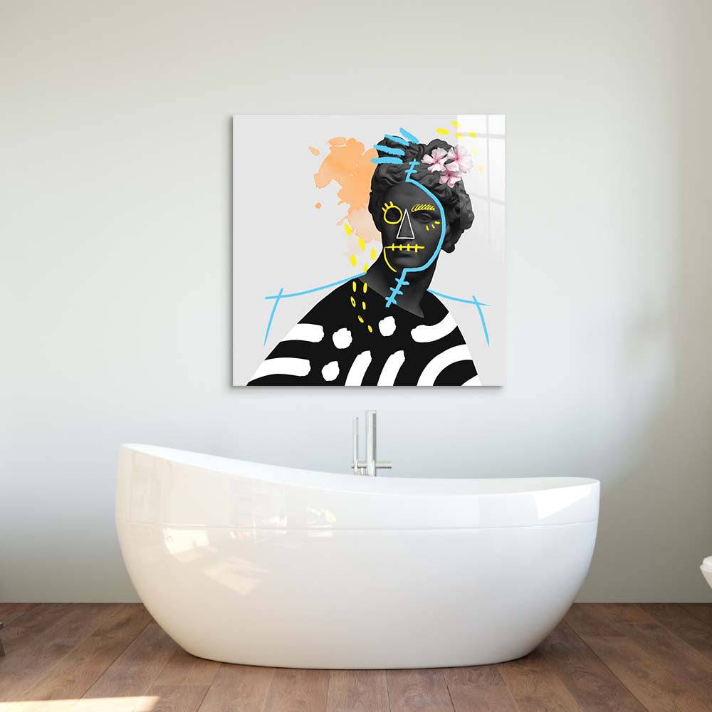 Vandalised Greek Statue 4 Glass Wall Art - CreoGlass E-Shop