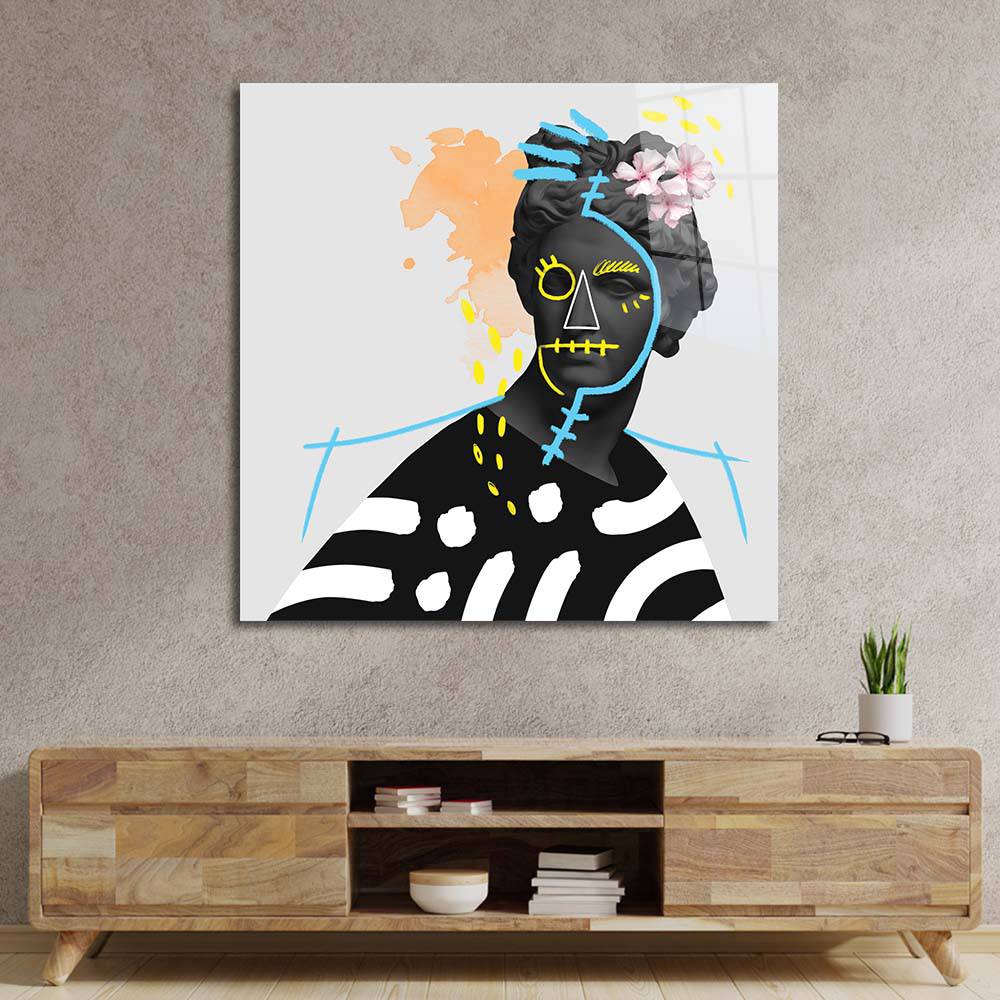 Vandalised Greek Statue 4 Glass Wall Art - CreoGlass E-Shop