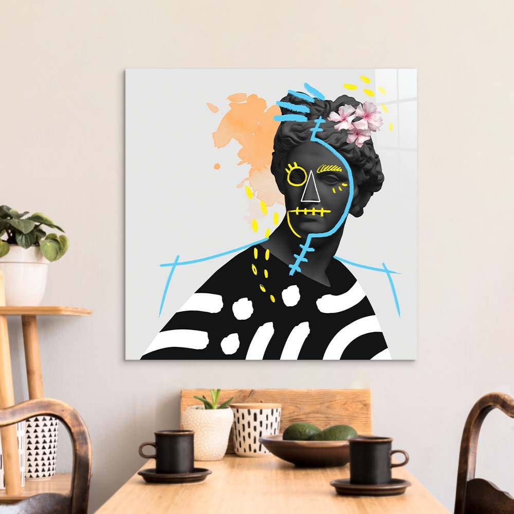 Vandalised Greek Statue 4 Glass Wall Art - CreoGlass E-Shop