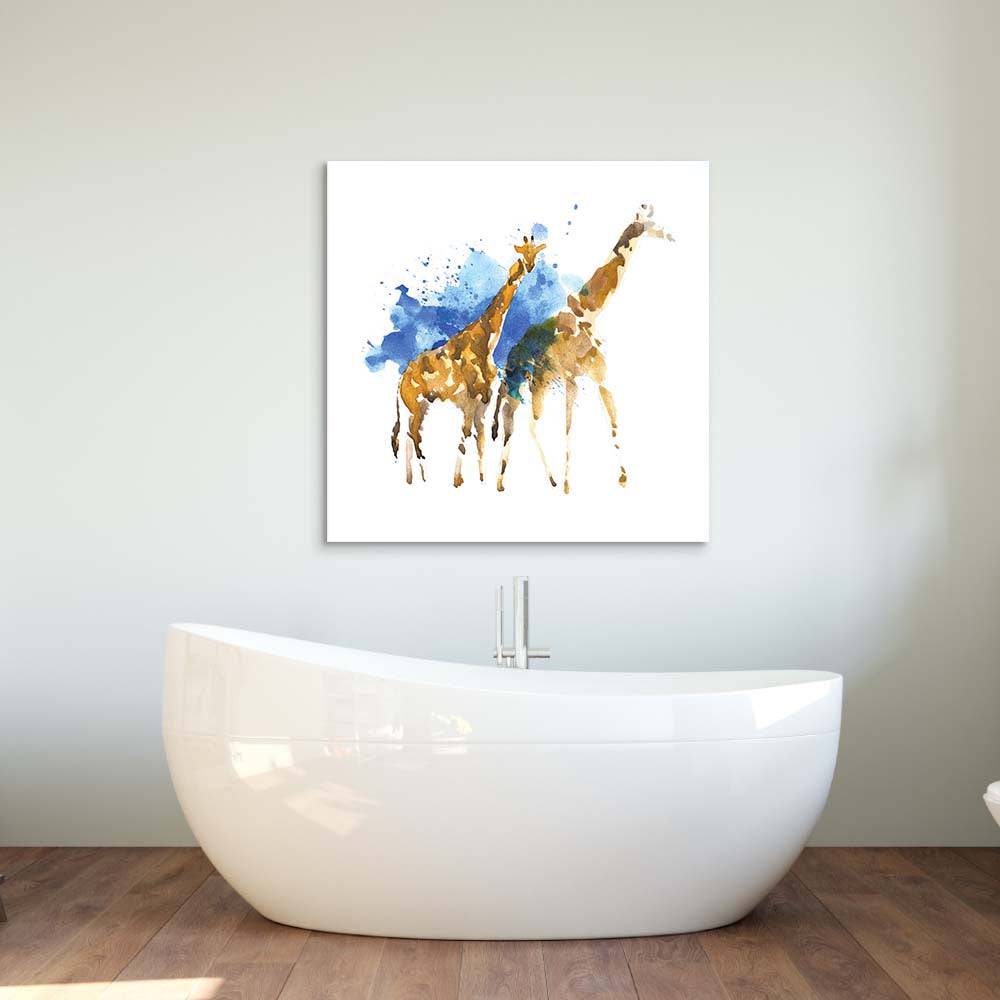 Watercolour Giraffe Glass Wall Art - CreoGlass E-Shop