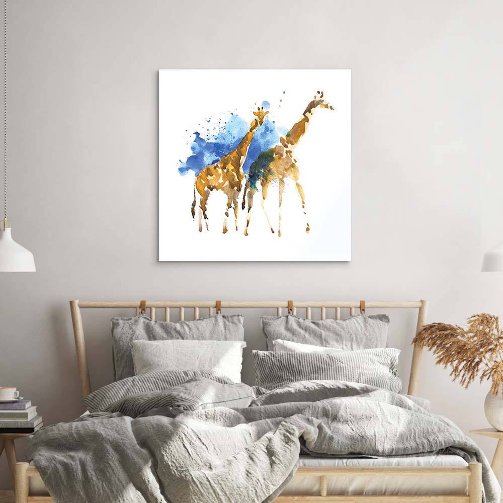 Watercolour Giraffe Glass Wall Art - CreoGlass E-Shop