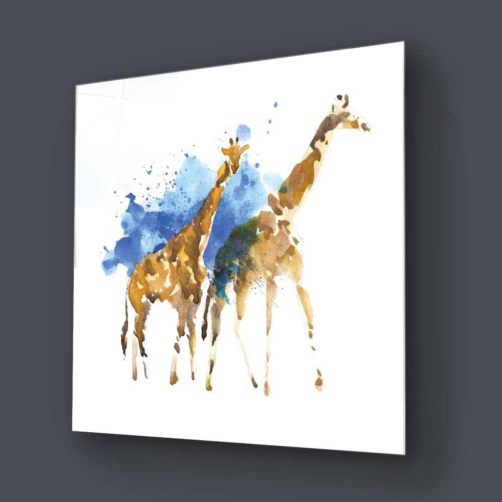 Watercolour Giraffe Glass Wall Art - CreoGlass E-Shop