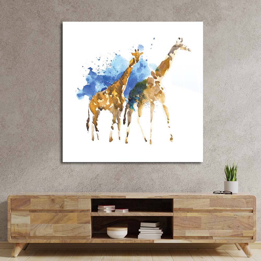 Watercolour Giraffe Glass Wall Art - CreoGlass E-Shop