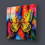 Watercolour Yellow Butterfly Glass Wall Art - CreoGlass E-Shop