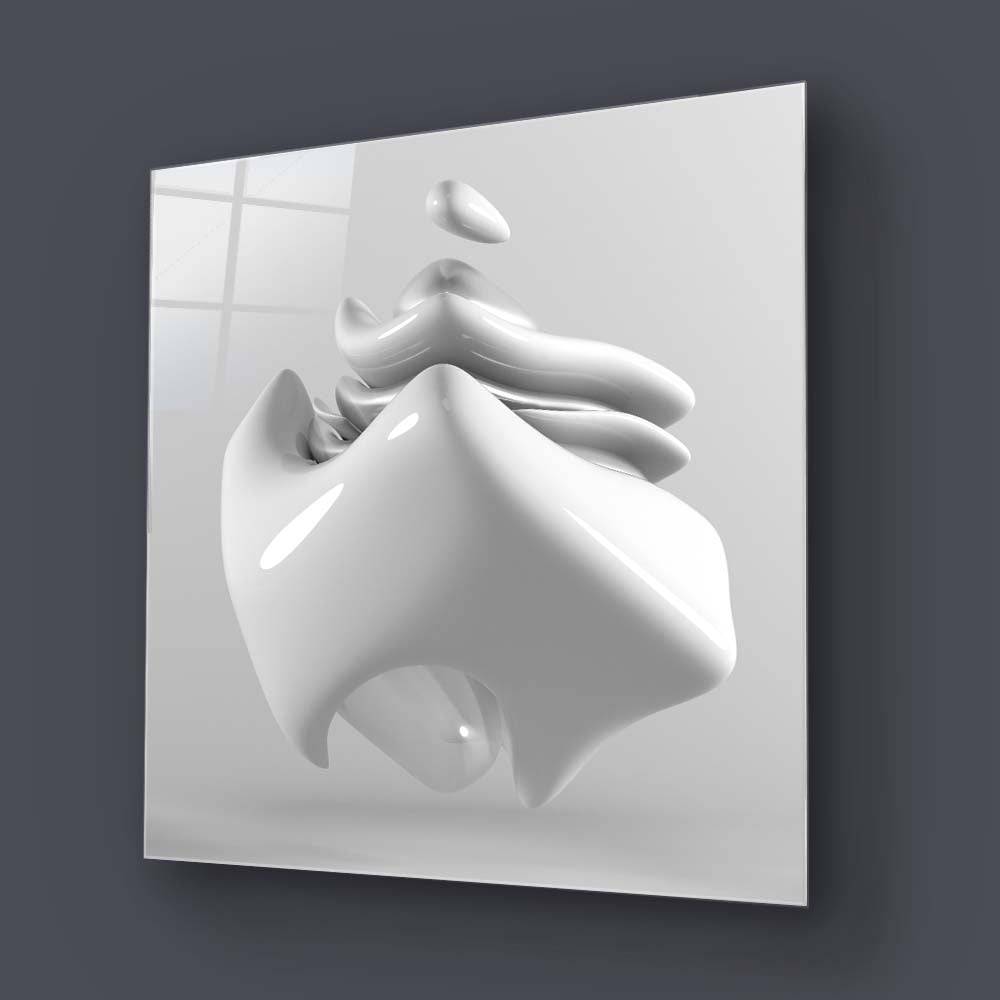 White Glossy Cube Glass Wall Art - CreoGlass E-Shop