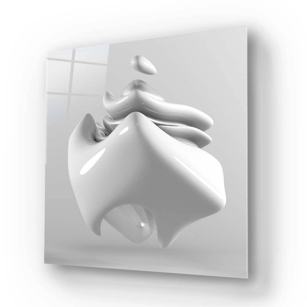 White Glossy Cube Glass Wall Art - CreoGlass E-Shop