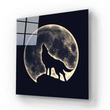 Wolf Under the Moon Glass Wall Art - CreoGlass E-Shop